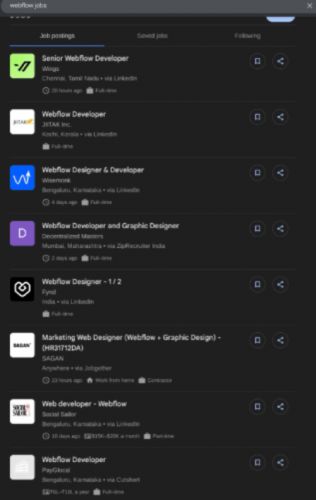 Webflow internship jobs in Mangaluru